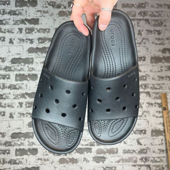 Crocs | unisex black slip on slides - Picture 1 of 6